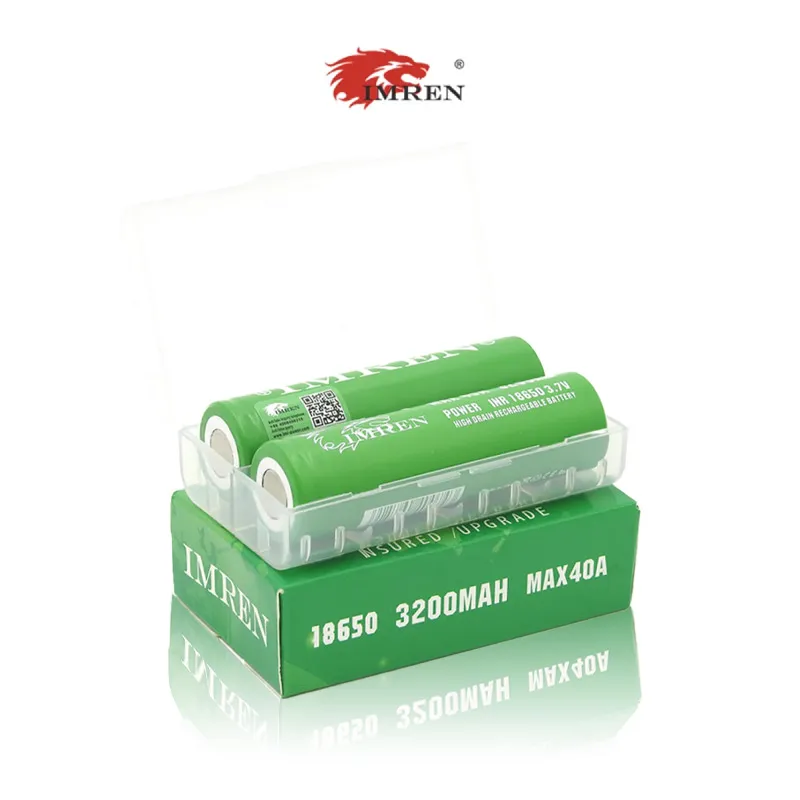 IMREN 18650 3200mAh 40A Li-ion RECHARGEABLE BATTERY 2CT/PK (POINTY TOP)