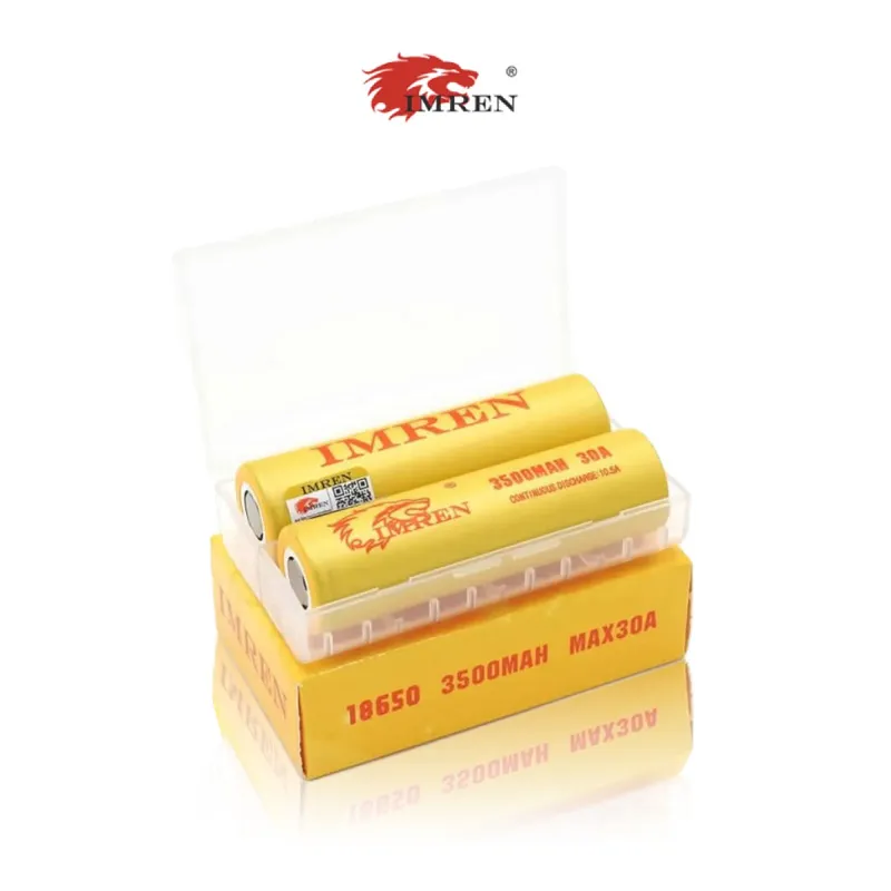IMREN 18650 3500mAh 30A Li-ion RECHARGEABLE BATTERY 2CT/PK