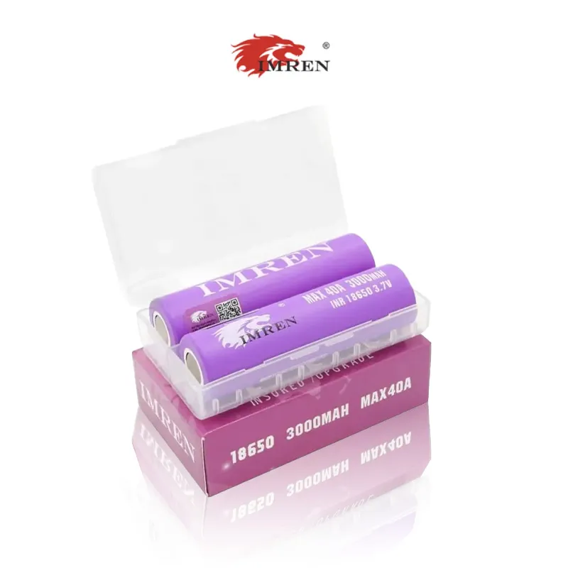 IMREN 3.7V 18650 3000mAh 40A RECHARGEABLE BATTERY 2CT/PK