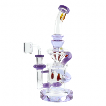 10 IN DRIPPING HONEY RECYCLER BENT NECK GLASS WATER PIPE