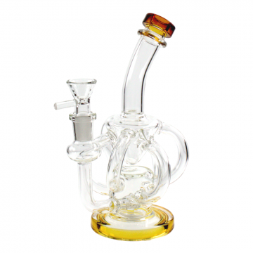 8 IN RECYCLER BENT NECK GLASS WATER PIPE