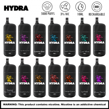HYDRA 5000 PUFFS DISPOSABLE VAPE with FILTERS 10CT/DISPLAY