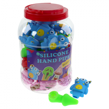 3 IN SILICONE HAND PIPE 36CT/ASSORTED DESIGN JAR