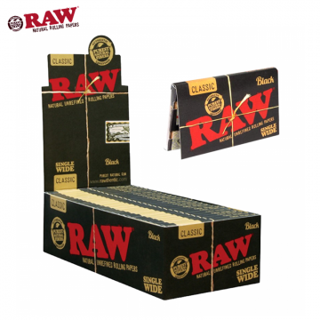 RAW BLACK CLASSIC SINGLE WIDE PAPER - 100CT/25PK