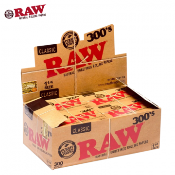 RAW CLASSIC UNREFINED 300’s 1¼ Rolling Paper 20ct /DISPLAY