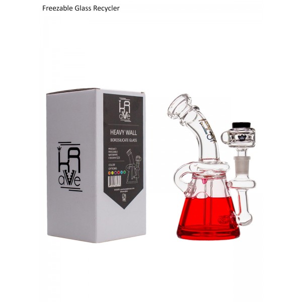 7 IN KRAVE RECYCLER FREEZABLE BENT NECK GLASS WATER PIPE