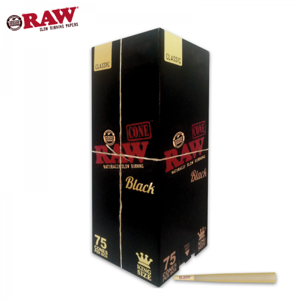 RAW BLACK CLASSIC KING SIZE PRE-ROLLED CONES 75CT