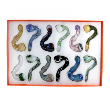 4.5 IN APEX SHERLOCK COLORED GLASS HAND PIPE 12CT/ASSORTED DISPLAY