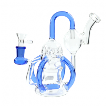8 IN INLINE PERCOLATOR RECYCLER GLASS WATER PIPE