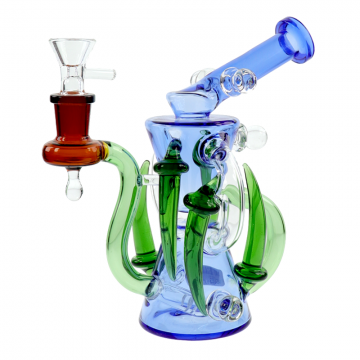 8 IN SIDECAR TUBE RECYCLER GLASS WATER PIPE