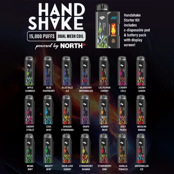HANDSHAKE POWERED BY NORTH 15000 PUFFS DISPOSABLE VAPE 5CT/DISPLAY
