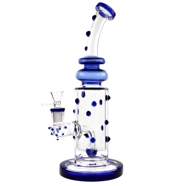 11 IN MARBLE DOTS ON TUBE BENT NECK GLASS WATER PIPE