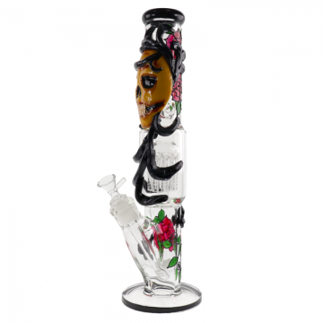 15 IN SKULL STRAIGHT GLASS WATER PIPE
