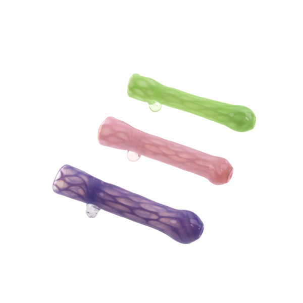 3 IN SNAKESKIN SLYME COLOR STRAIGHT GLASS HAND PIPE 5CT/PK