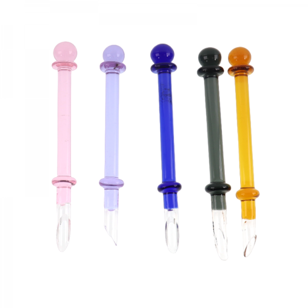 4.5 IN MIX COLORED GLASS DABBER W/SCOOP 5CT/PK