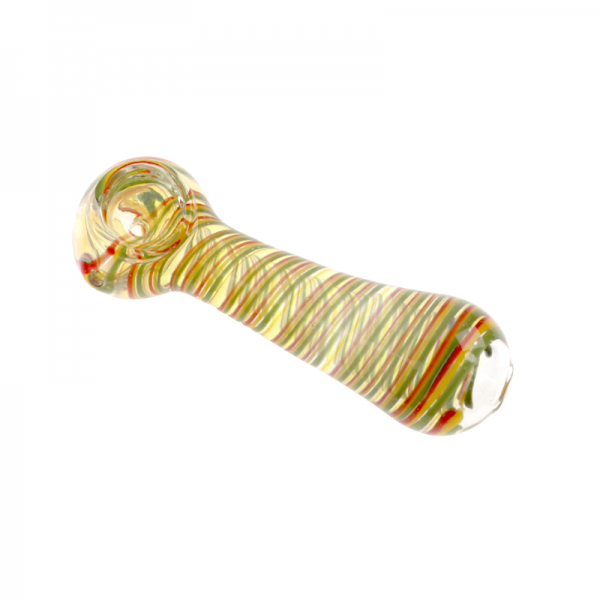 4.5 IN TWISTED SHAPE FRITTED INSIDE GLASS HAND PIPE 3CT/PK