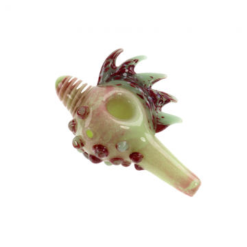5 IN COUCH SHELL W/SPIKES SLIME GLASS HAND PIPE