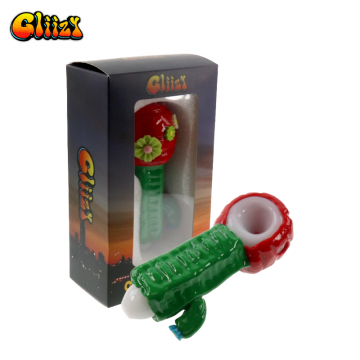 5 IN GLIIZY FLOWER STYLE CLAY GLASS HAND PIPE