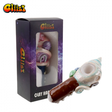 5 IN GLIIZY OCEAN THEME CLAY GLASS HAND PIPE