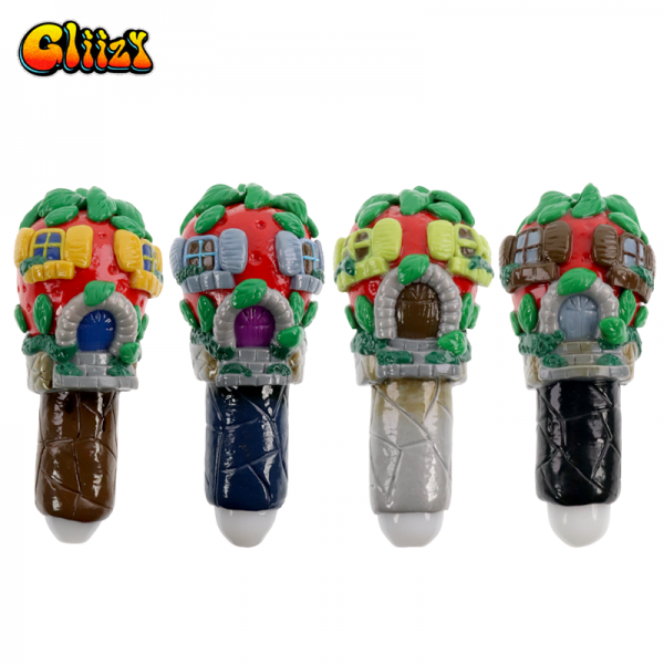 5 IN GLIIZY TREE HOUSE CLAY GLASS HAND PIPE