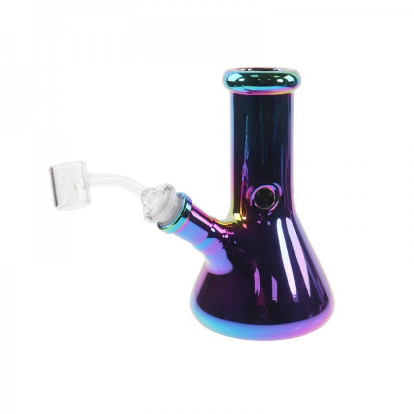 6 IN BEAKER BASE MINI GLASS WATER PIPE - ELECTROPLATED COLORS