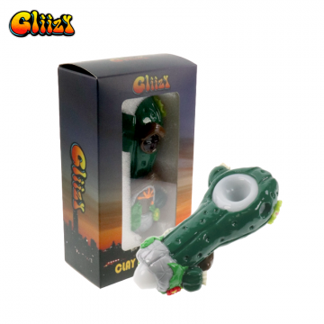 6 IN GLIIZY TREE HOUSE CLAY GLASS HAND PIPE