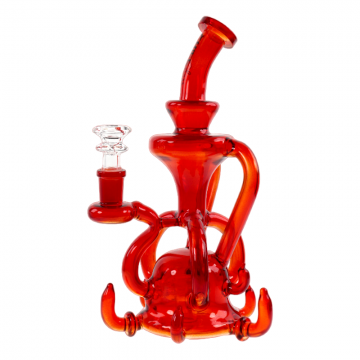 9 IN CHILL GLASS BENT NECK RECYCLER w/SPIKES WATER PIPE