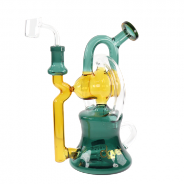 9 IN CLOVER GLASS FULLY RECYCLER INLINE PERCOLATOR GLASS WATER PIPE