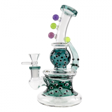 9 IN WITH SINGLE SPIKE HORN BENT NECK GLASS WATER PIPE