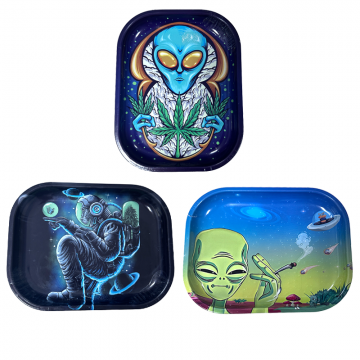 ALIEN THEME ASSORTED SIZE AND DESIGN METAL ROLLING TRAY
