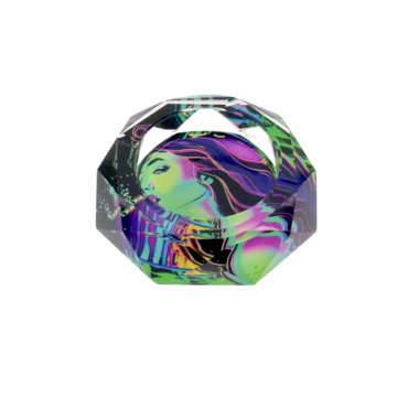 CRYSTAL DIAMOND GLASS ASHTRAY