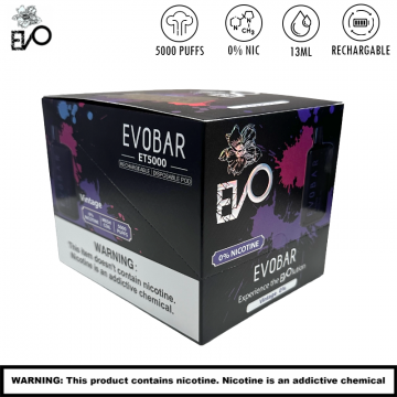 EVO BAR ET5000 DISPOSABLE VAPE 0%/10CT/DISPLAY