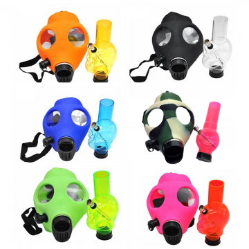 SILICONE GAS MASK W/ACRYLIC WATER PIPE 