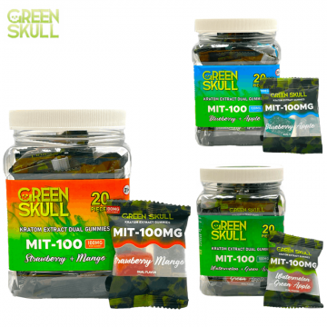 GREEN SKULL MIT-100 KRATOM EXTRACT GUMMY 100MG/20CT/JAR