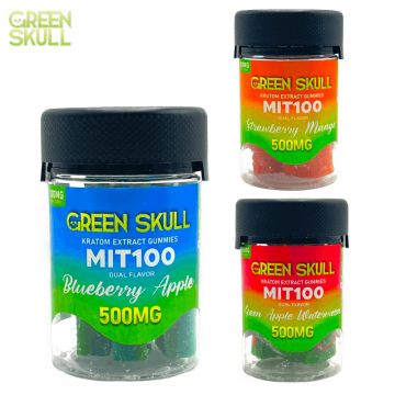 GREEN SKULL MIT-100 KRATOM EXTRACT GUMMY 500MG/5CT/JAR