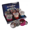 GRINDER 4-PIECE 63MM W/ROULETTE WHEEL TOP 6CT/ASSORTED DISPLAY
