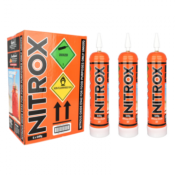 NITROX N2O E942 640G CREAM CYLINDERS CHARGERS 6CT/PK (FOOD PURPOSE ONLY)