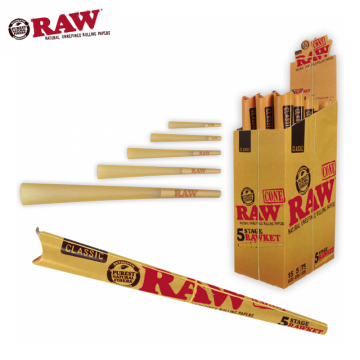 RAW CLASSIC CONE 5 STAGE RAWKET 15CT/DISPLAY