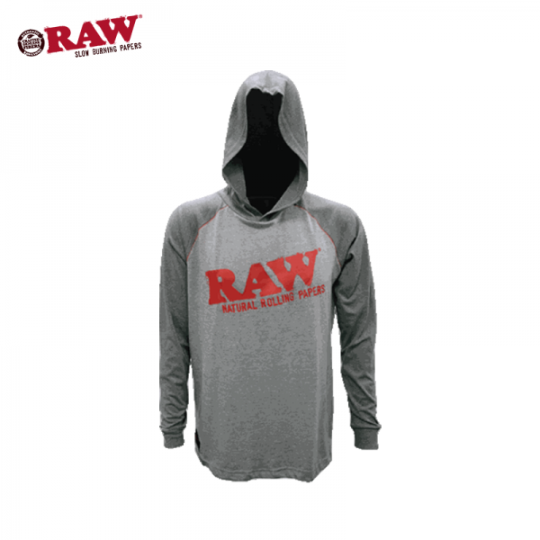 RAW LIGHT WEIGHT TWO TONE GRAY HOODIE W/RED LOGO