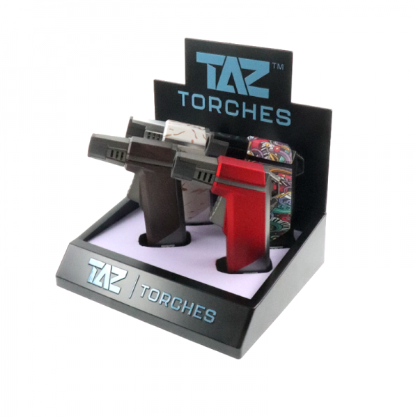 TAZ JET FLAME TORCH LIGHTER 4CT/ASSORTED COLOR DISPLAY