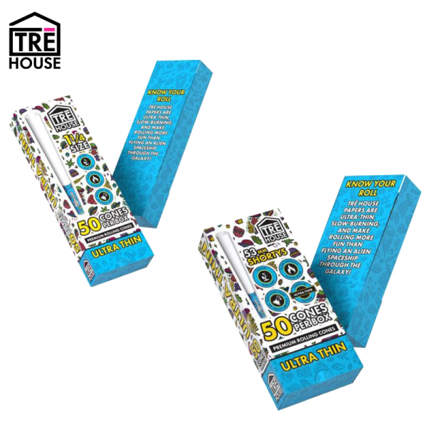 TRE HOUSE PRE-ROLL CONES - 50CT/PK - ASSORTED SIZE