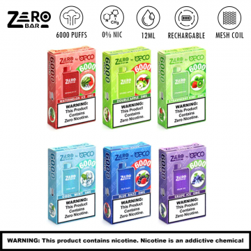 ZERO BAR BY BECO 6000 PUFFS DISPOSABLE VAPE 0mg/10CT/DISPLAY