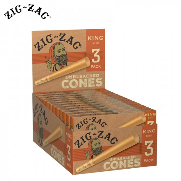 ZIG ZAG UNBLEACHED KING SIZE CONES 3CT/24PK