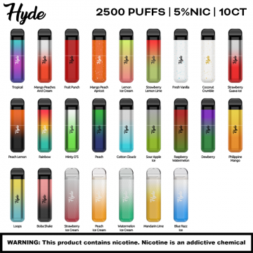 HYDE N BAR MINI 5% SYNTHETIC NICOTINE 7ml/2500 PUFF DISPOSABLE DEVICE 10ct/DISPLAY
