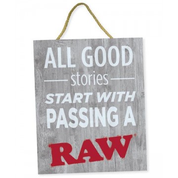 RAW WOODEN SIGN - GOOD STORIES