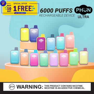 PHUN ULTRA 6000 PUFFS DISPOSABLE VAPE 10CT/BOX (BUY 10 GET 1 FREE)