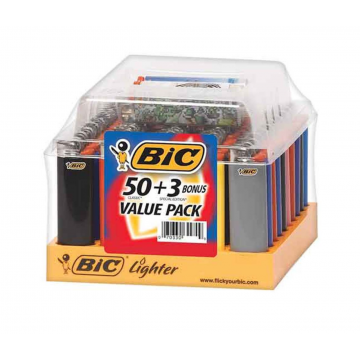 BIC REGULAR LIGHTERS 50ct + 3 /TRAY - VALUE PACK