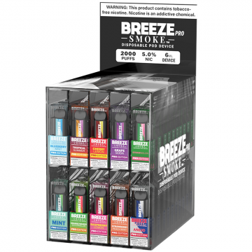 BREEZE 2000 PUFFS T.F.N DISPOSABLE VAPE 10 ASSORTED FLAVOR 100CT/DISPLAY