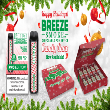 BREEZE PRO EDITION CANDY CANE 2000 PUFF DISPOSABLE VAPE 10CT/DISPLAY GIFT SET