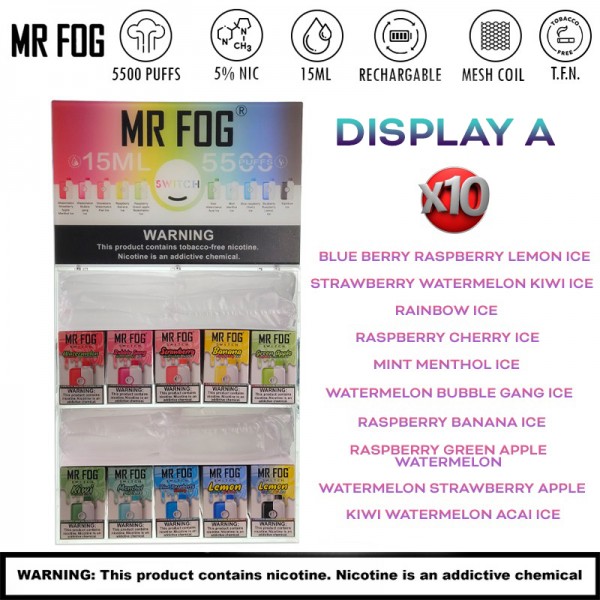 MR FOG SWITCH 5500 PUFFS T.F.N DISPOSABLE VAPE 100CT/ ASSORTED FLAVOR DISPLAY